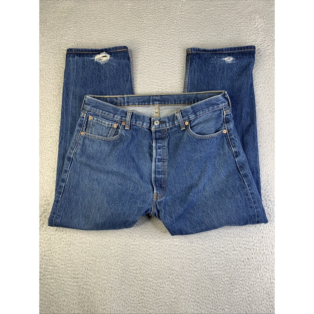 Levi's 501 Men's 38x30 Button-Fly Straight Leg Classic Blue Jeans Cotton